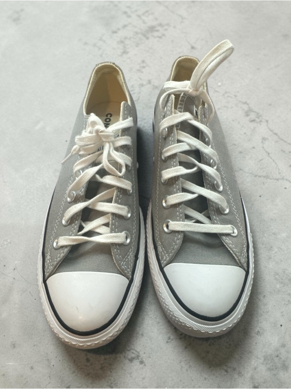 Converse Low Top Platform Sneakers in Light Gray and White